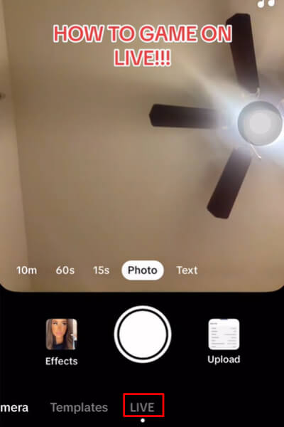 tap tiktok go live