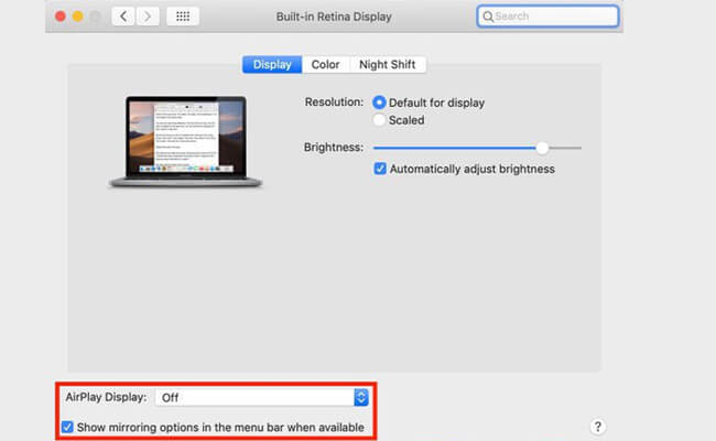 turn off airplay display on mac