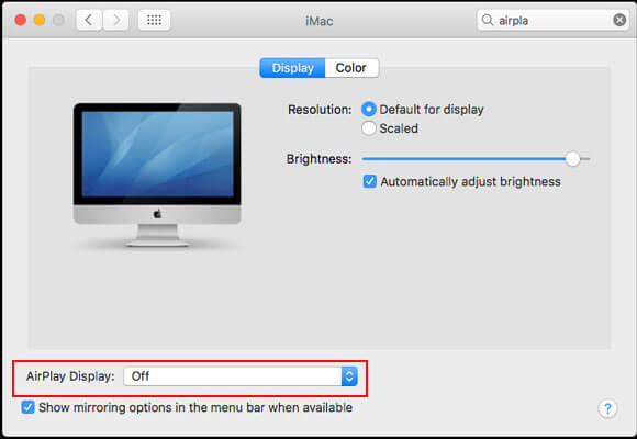 turn off airplay display on mac