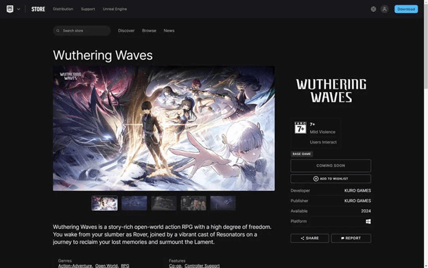 install wuthering waves on epic games store