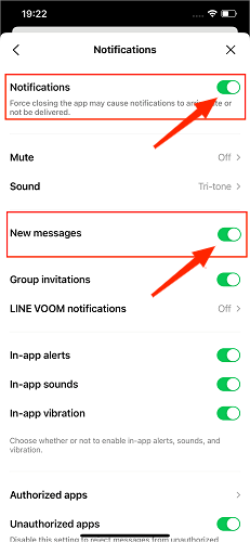 Fix LINE no notification