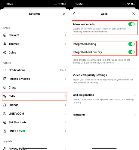 Solve the problem that LINE calls are not displayed