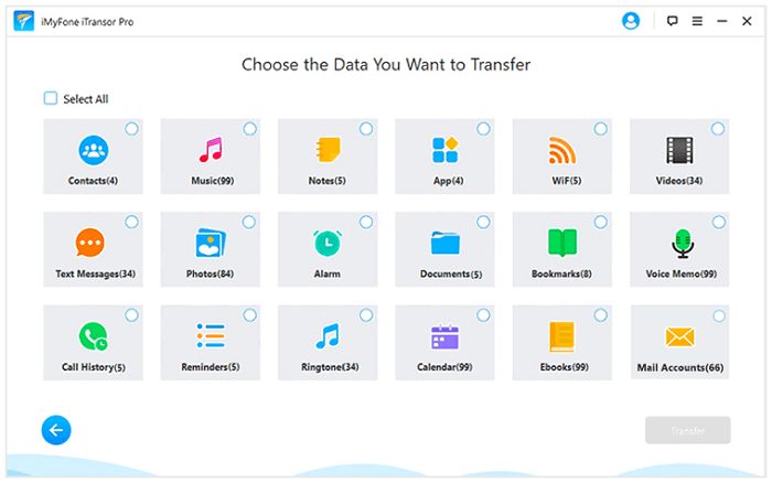 choose data you want to transfer
