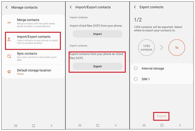 export contacts from sony in vcard file