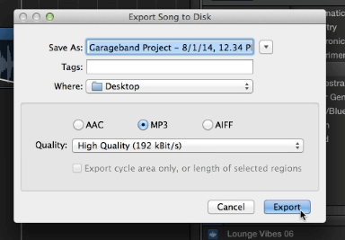 how to save GarageBand as MP3-3