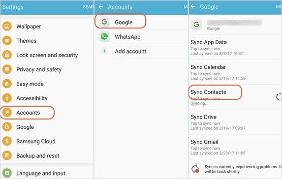 sync sony contacts to samsung