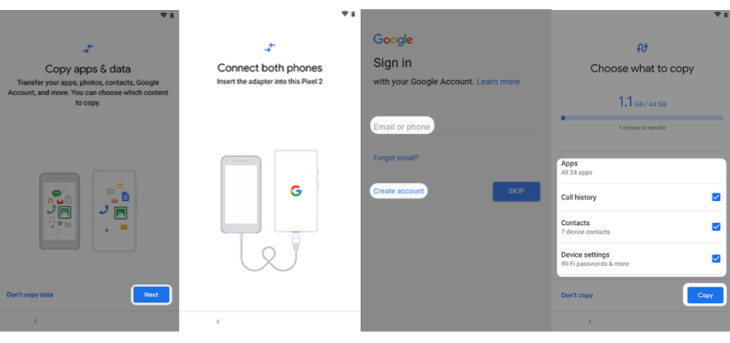 transfer to pixel with quick switch adapter