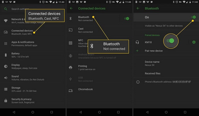 open bluetooth in both devices