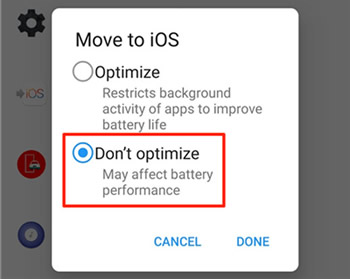 turn off move to ios battery optimization