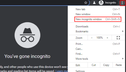 browse chrome in incognito mode