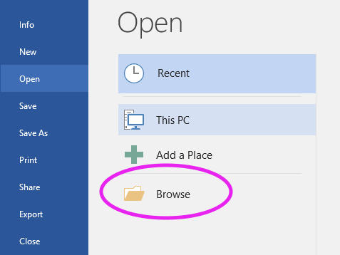 browse word