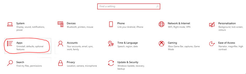 change windows app settings