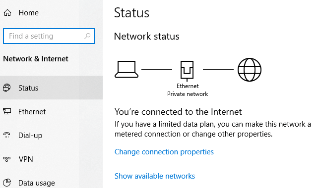 check network connection on your pc