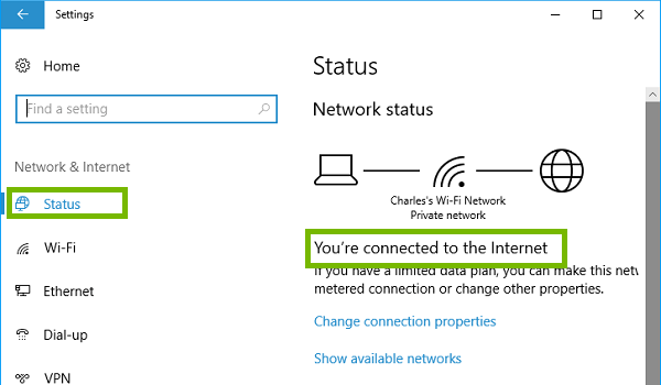 check network setting