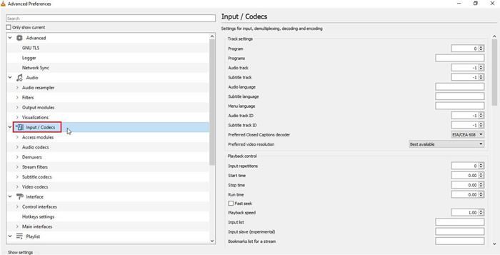 choose input codecs