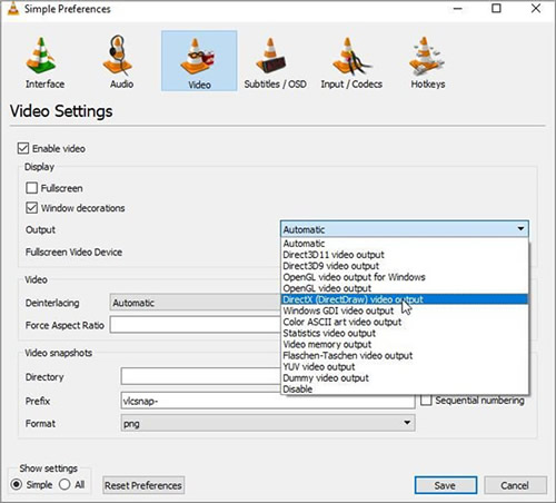 choose the output format