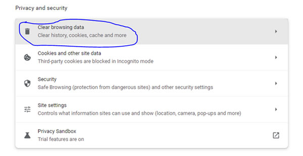 clear chrome browsing data