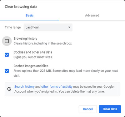 clear chrome data