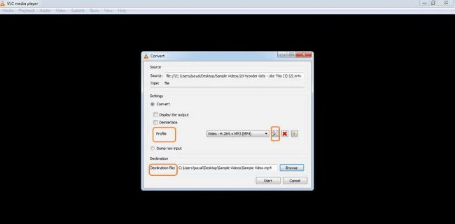 convert m4v file with vlc
