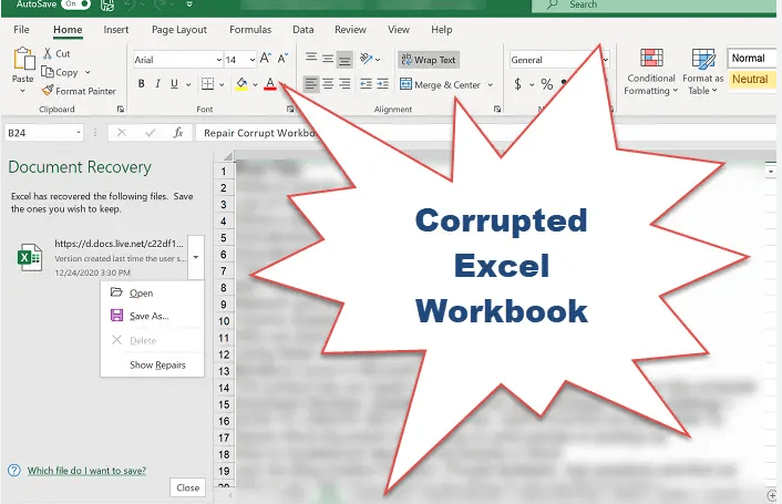 corrupt an excel file