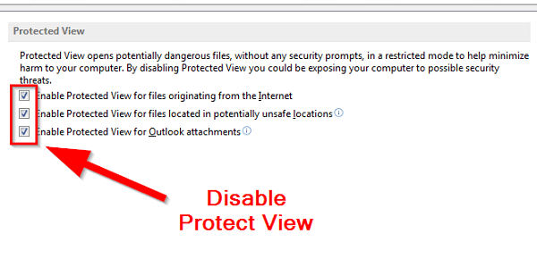 disable protected view setting