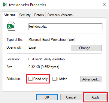 disable read only excel file