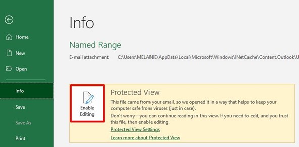 enable editing in protected view