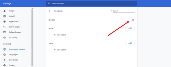 enable javascript on google chrome