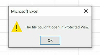 excel file could not open in protected view