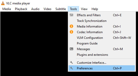 find vlc preferences