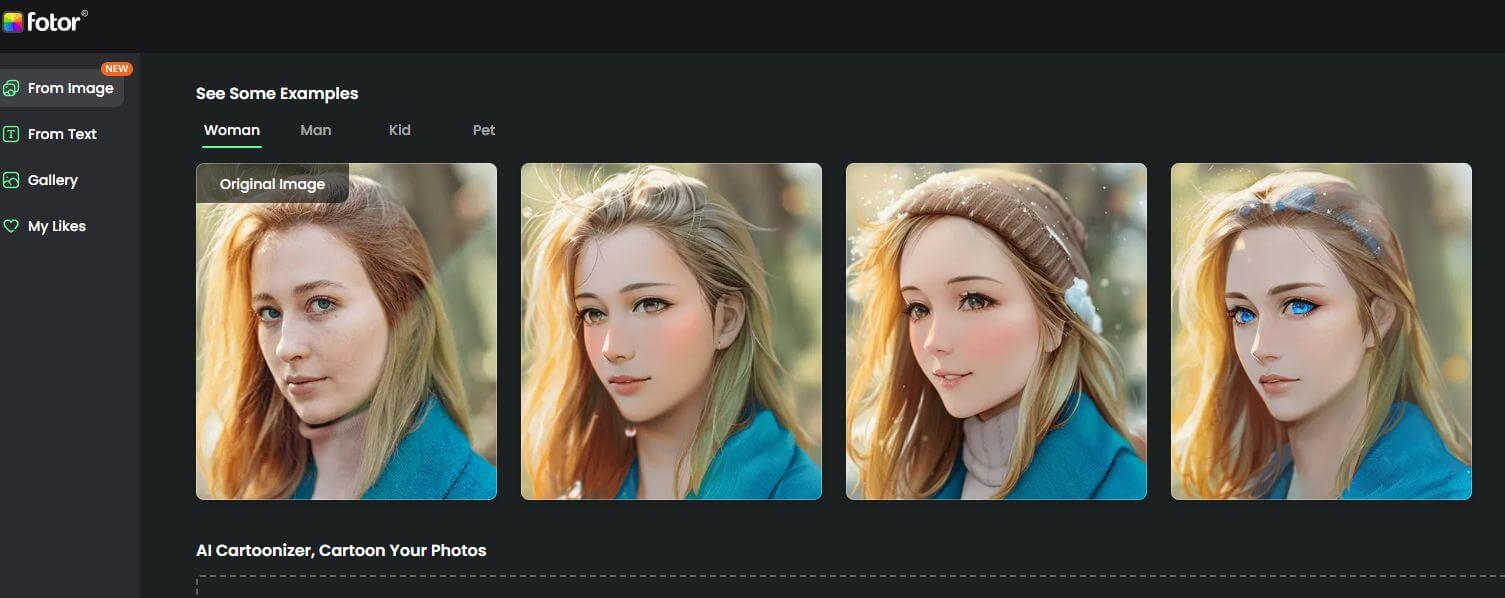 fotor ai cartoonizer