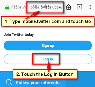 log into twitter with mobile browser