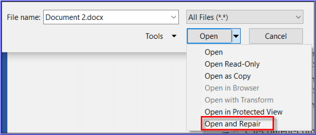 open and repair word file