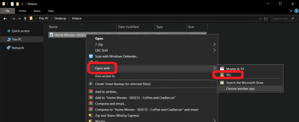 choose openwith vlc