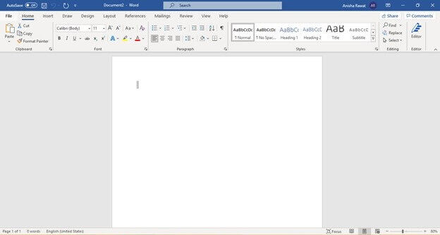 open microsoft word