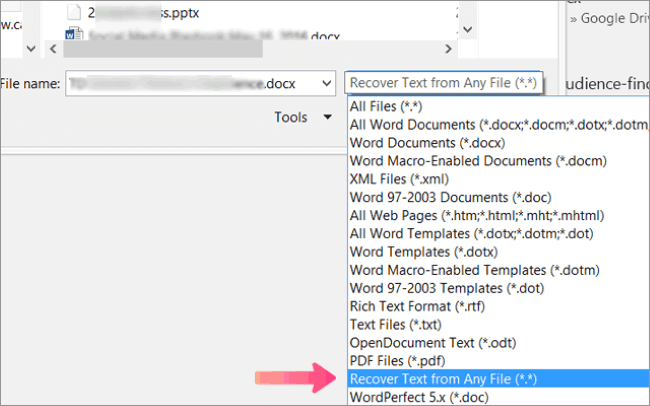 turn to recover text from any file