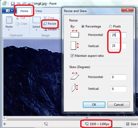 reduce file size with paint