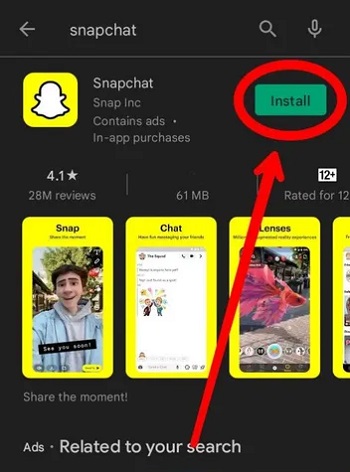 reinstall snapchat