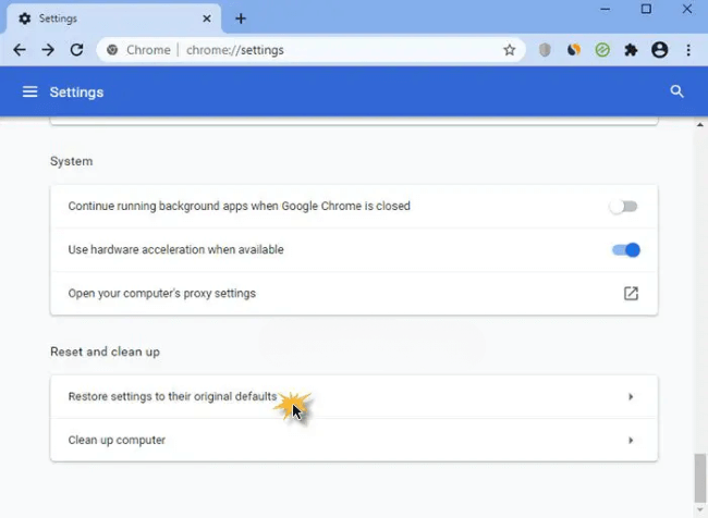 reset browser settings