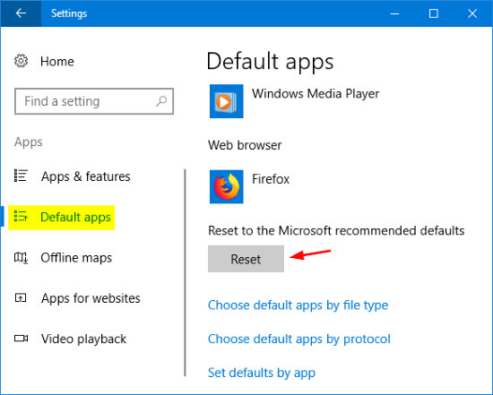 reset to microsoft recommended defaults