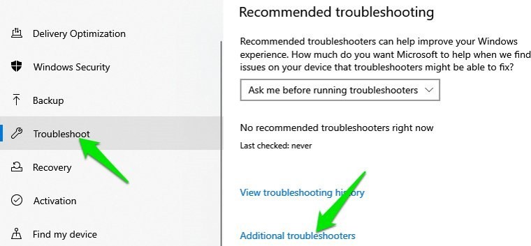 run additional troubleshooters