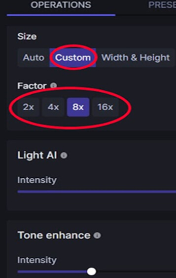 select Auto or Custom