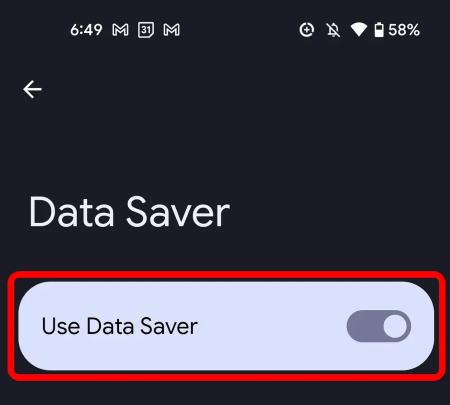 close low data mode on Android