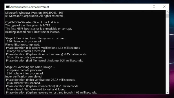 type chkdsk