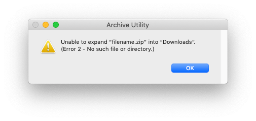 unable open zip file