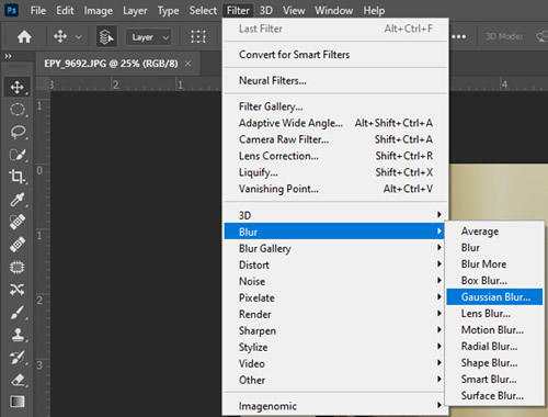 use gaussian blur in photoshop