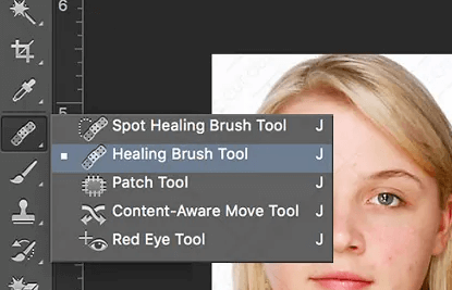 use healing brush tool in ps