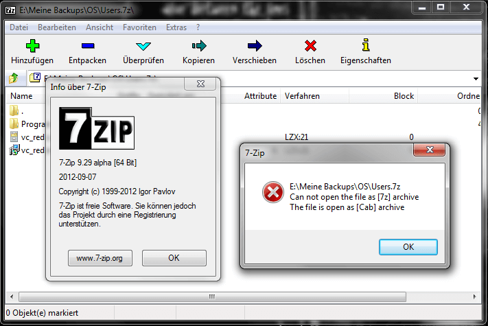 why 7 zip cant open the zip files