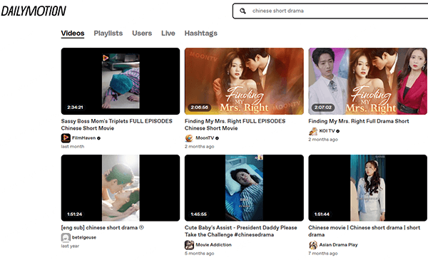 watch short chinese dramas for free on dailymotion