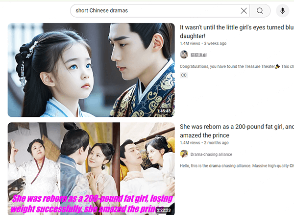 watch short chinese dramas for free on YouTube